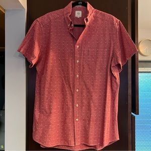 Men’s Taylor Stitch Short Sleeve Shirt Size 44/XL Made Of Cotton Red w/WHT